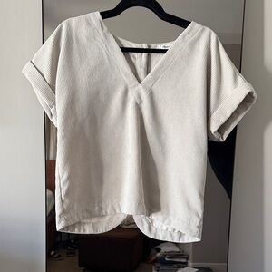 Madewell Cream V-Neck Short Sleeve Top